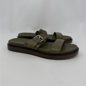 New Madewell Maximillion Double Strap Slide Sandal Buckle Olive Green 8.5